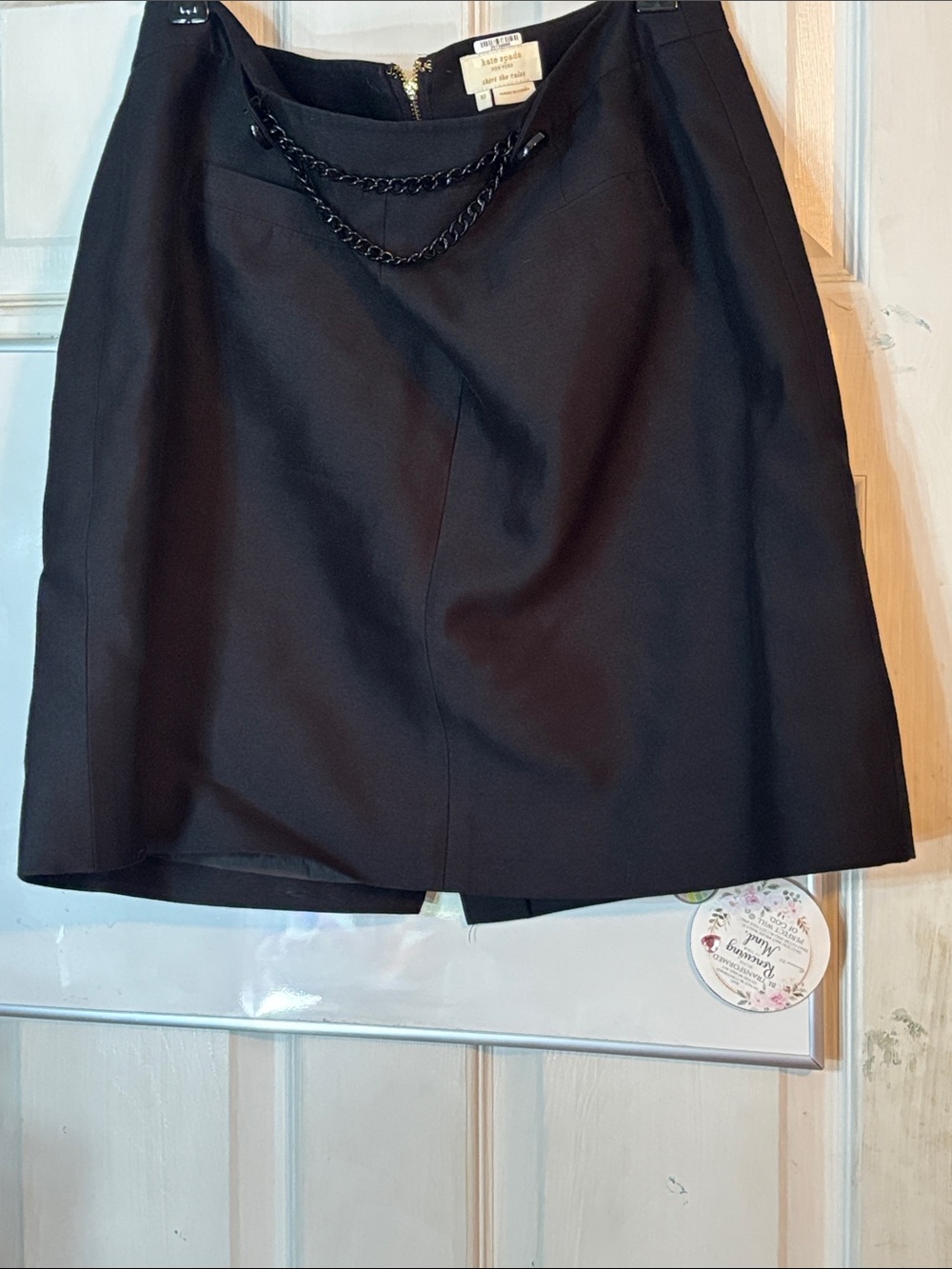 kate spade Black Mini Skirt with Chain Detail Size 10
